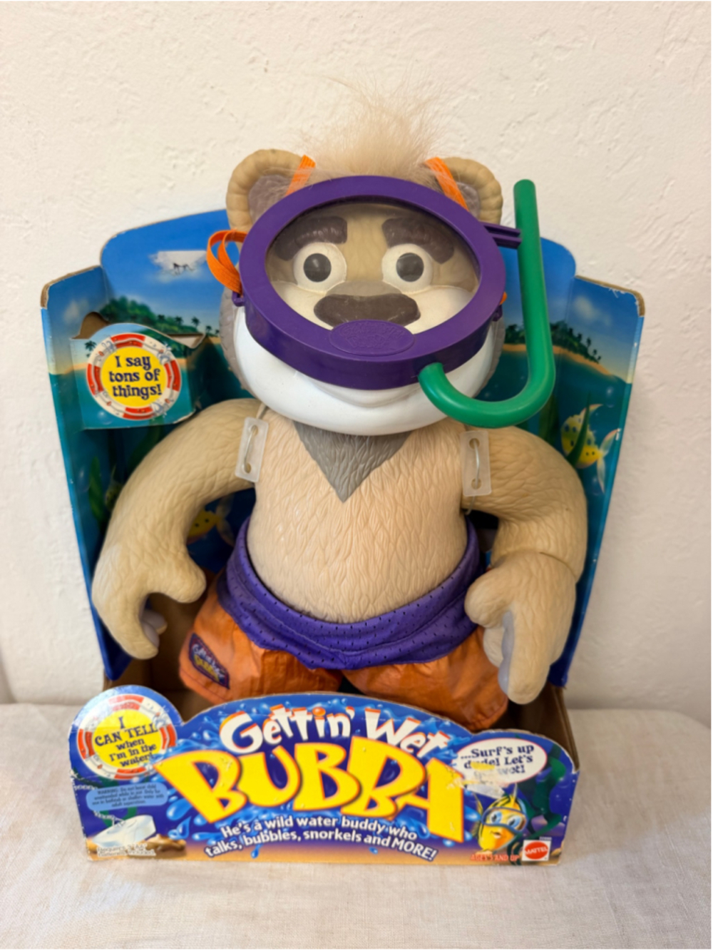 NIB Vintage 1999 Mattel Gettin’ Wet Bubba Talking Bath Toy Bear